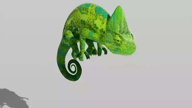 Green Chameleon Low-poly 3D model