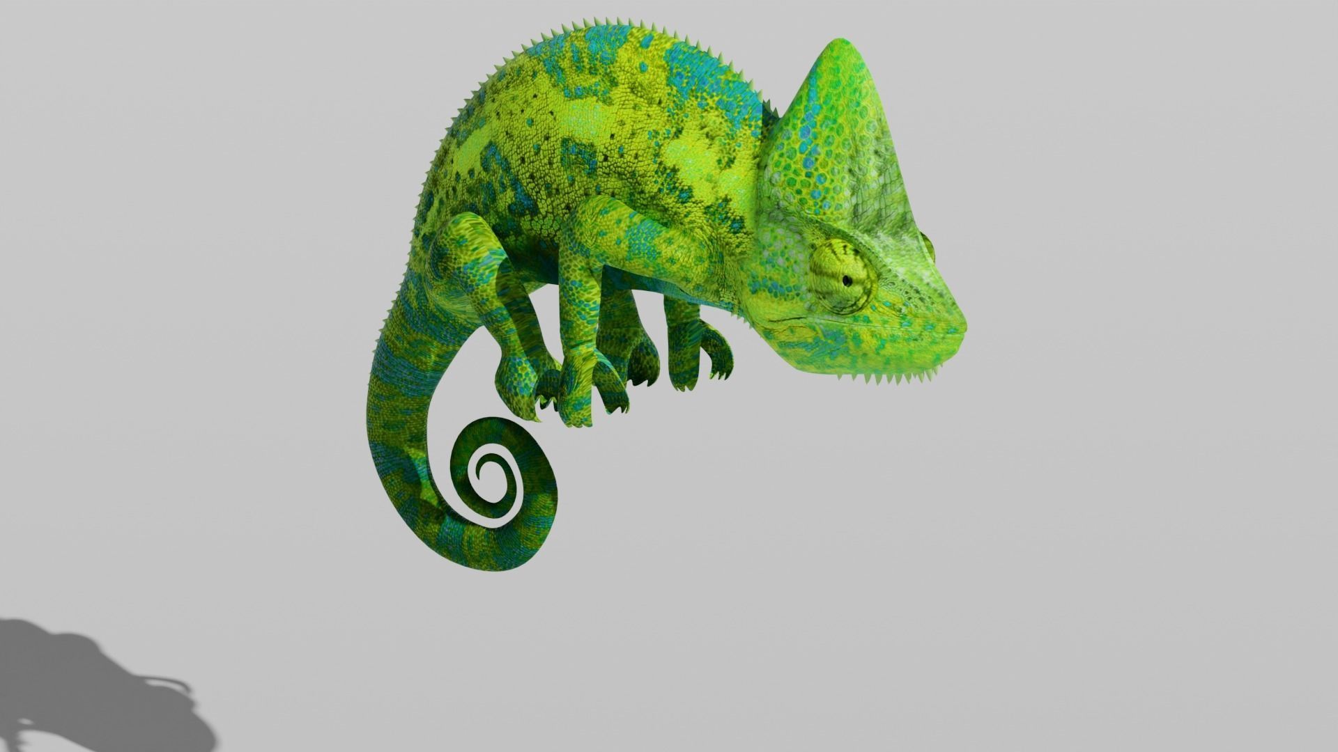 Green Chameleon Low-poly 3D model_2