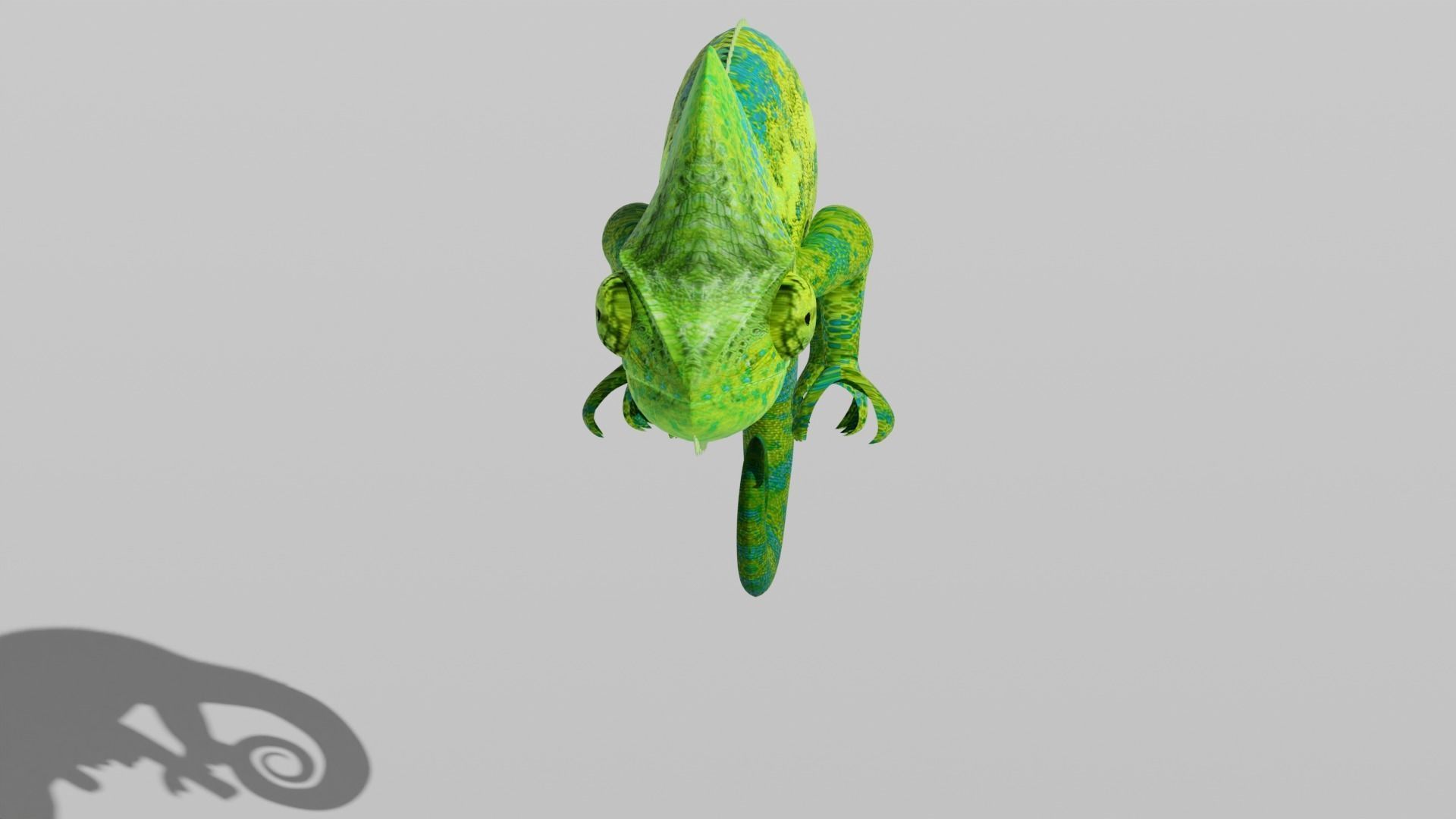 Green Chameleon Low-poly 3D model_15