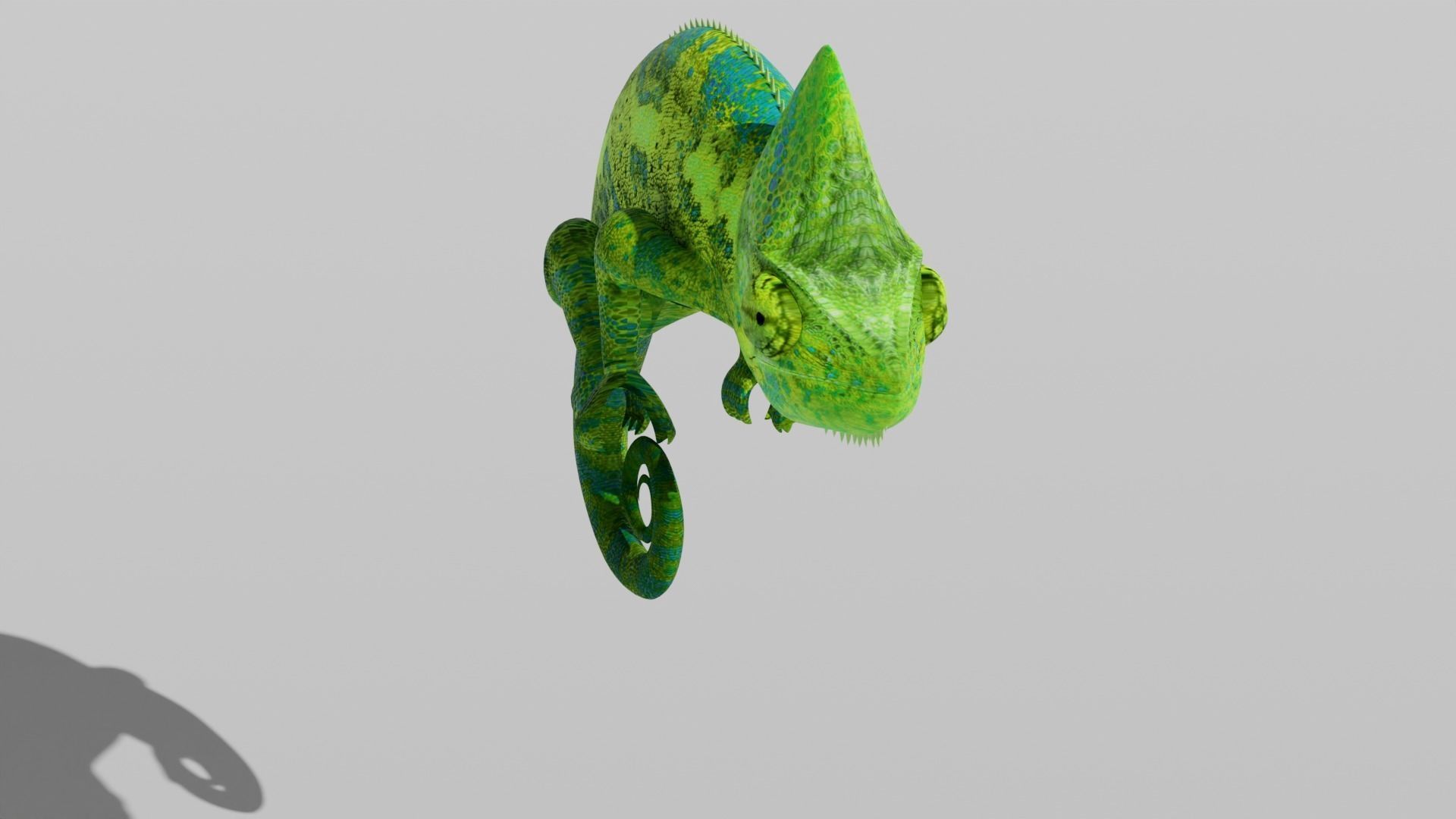 Green Chameleon Low-poly 3D model_16