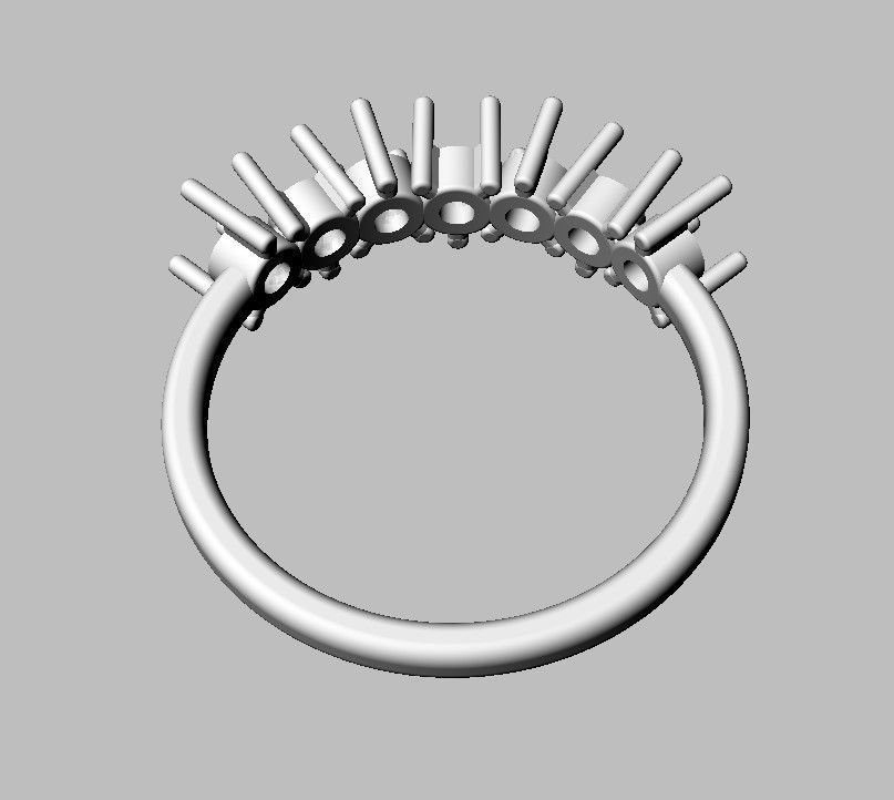 Round Gemstone Half Band 3D print model_19