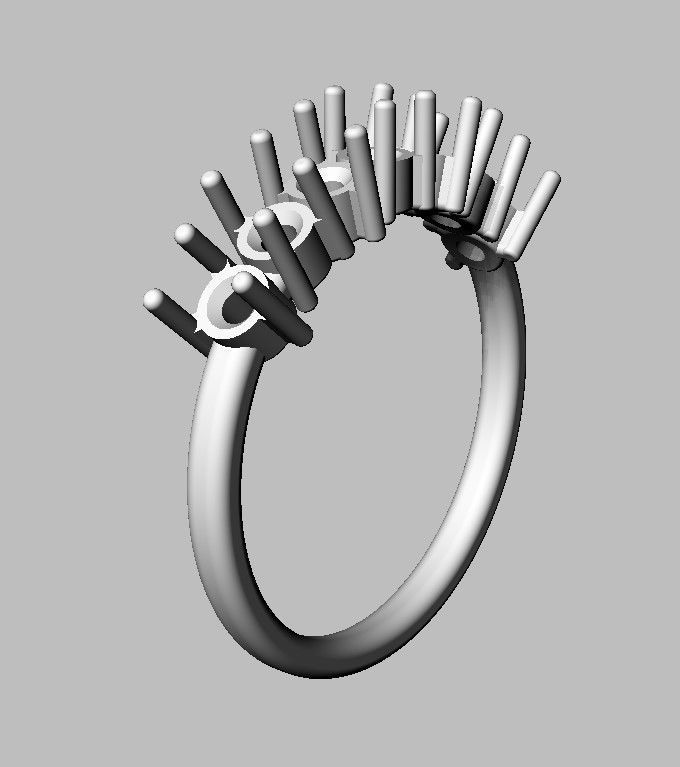 Round Gemstone Half Band 3D print model_18