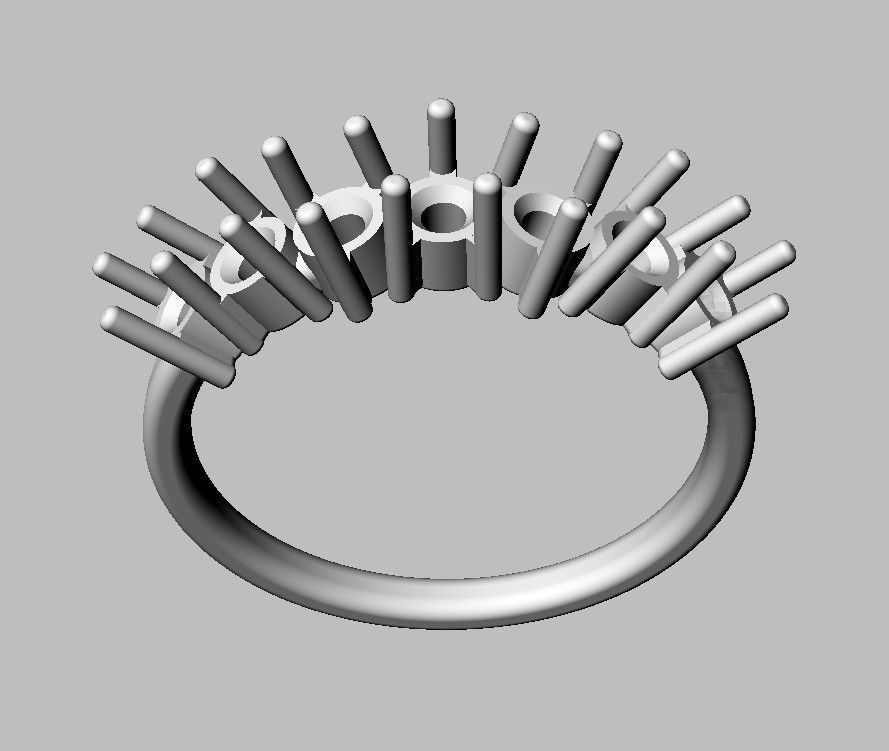 Round Gemstone Half Band 3D print model_16