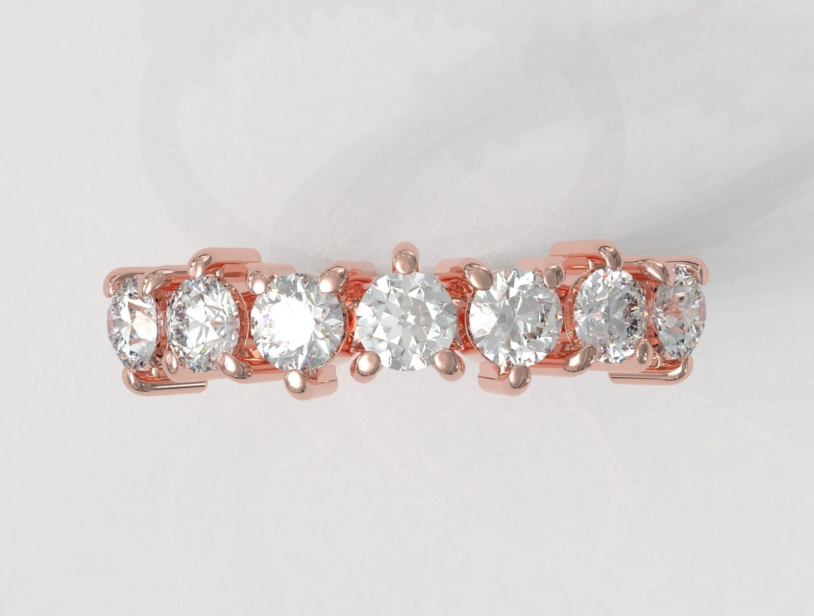 Round Gemstone Half Band 3D print model_2