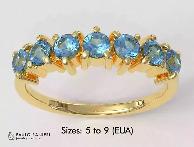 Round Gemstone Half Band