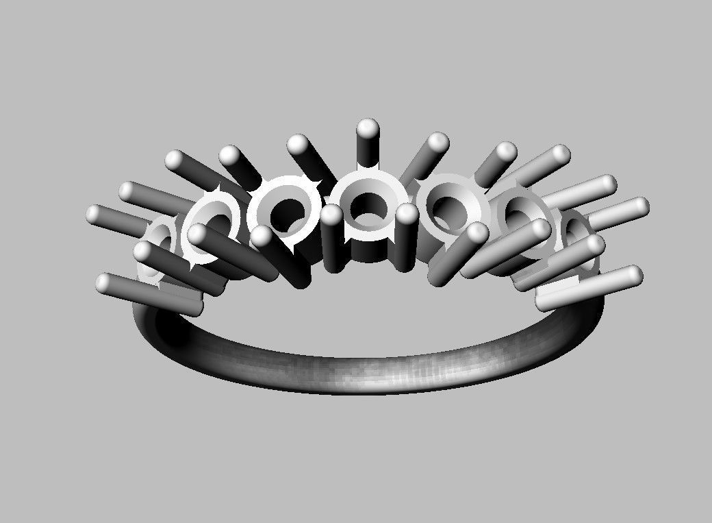 Round Gemstone Half Band 3D print model_23