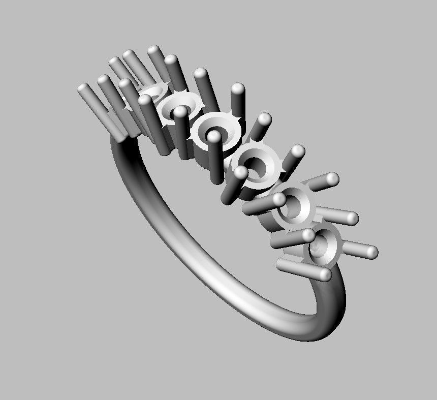 Round Gemstone Half Band 3D print model_17