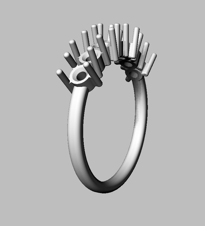 Round Gemstone Half Band 3D print model_22