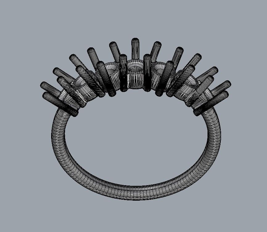 Round Gemstone Half Band 3D print model_12