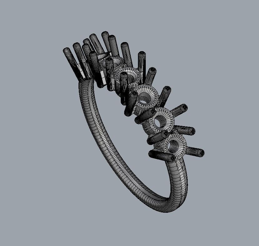 Round Gemstone Half Band 3D print model_13