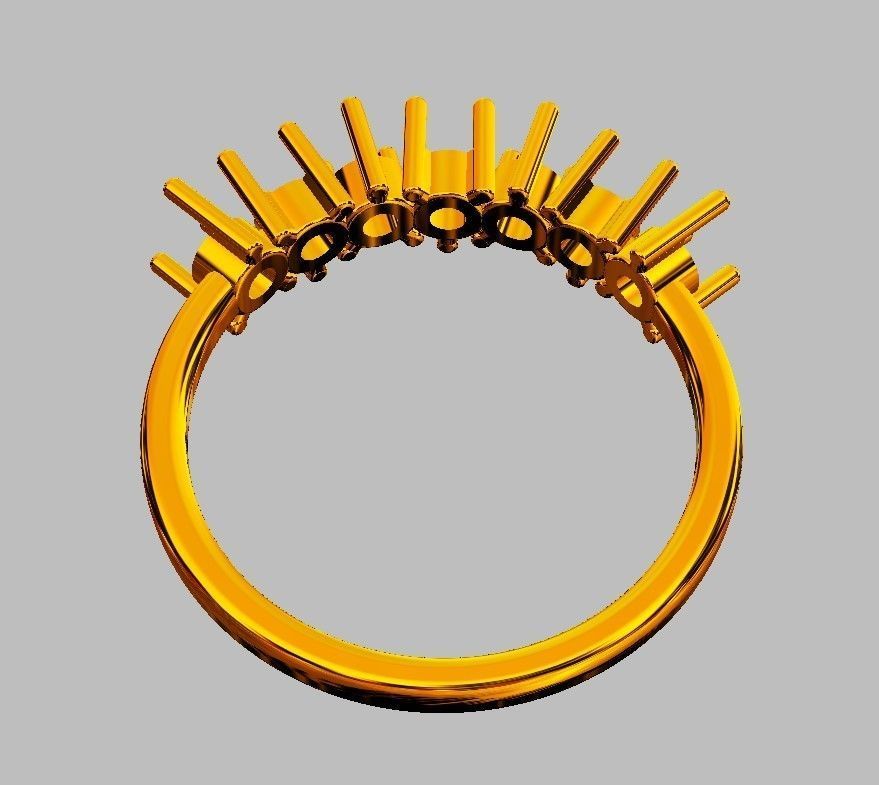 Round Gemstone Half Band 3D print model_9