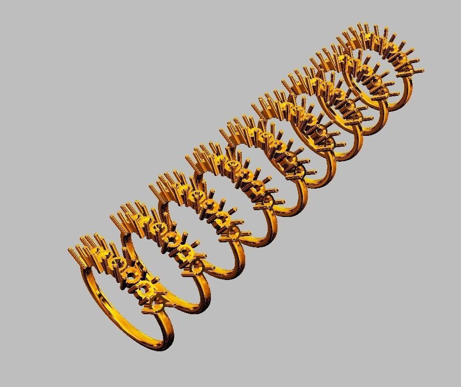 Round Gemstone Half Band 3D print model_6