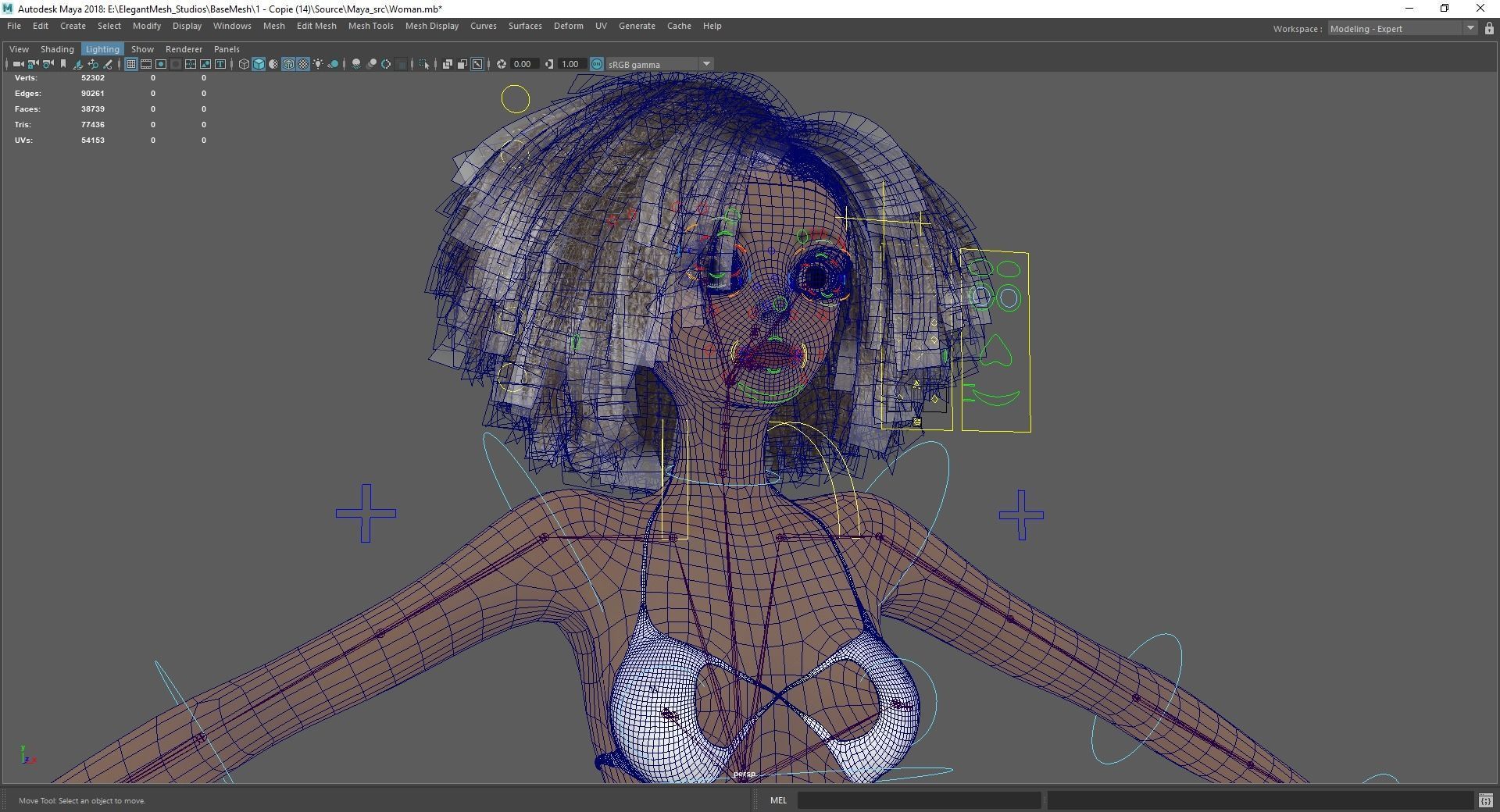 Afro American Female Character African Low-poly 3D model_26