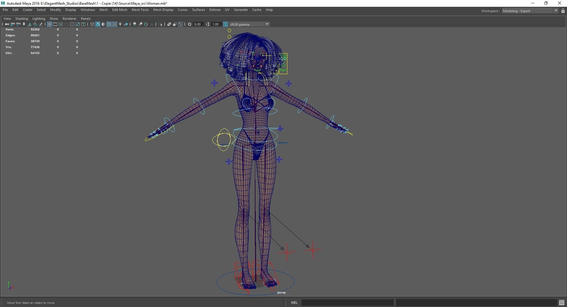 Afro American Female Character African Low-poly 3D model_25