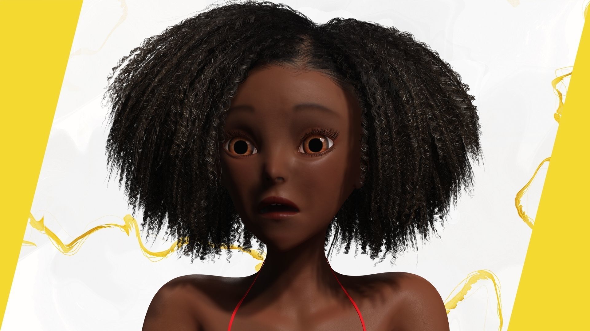 Afro American Female Character African Low-poly 3D model_17
