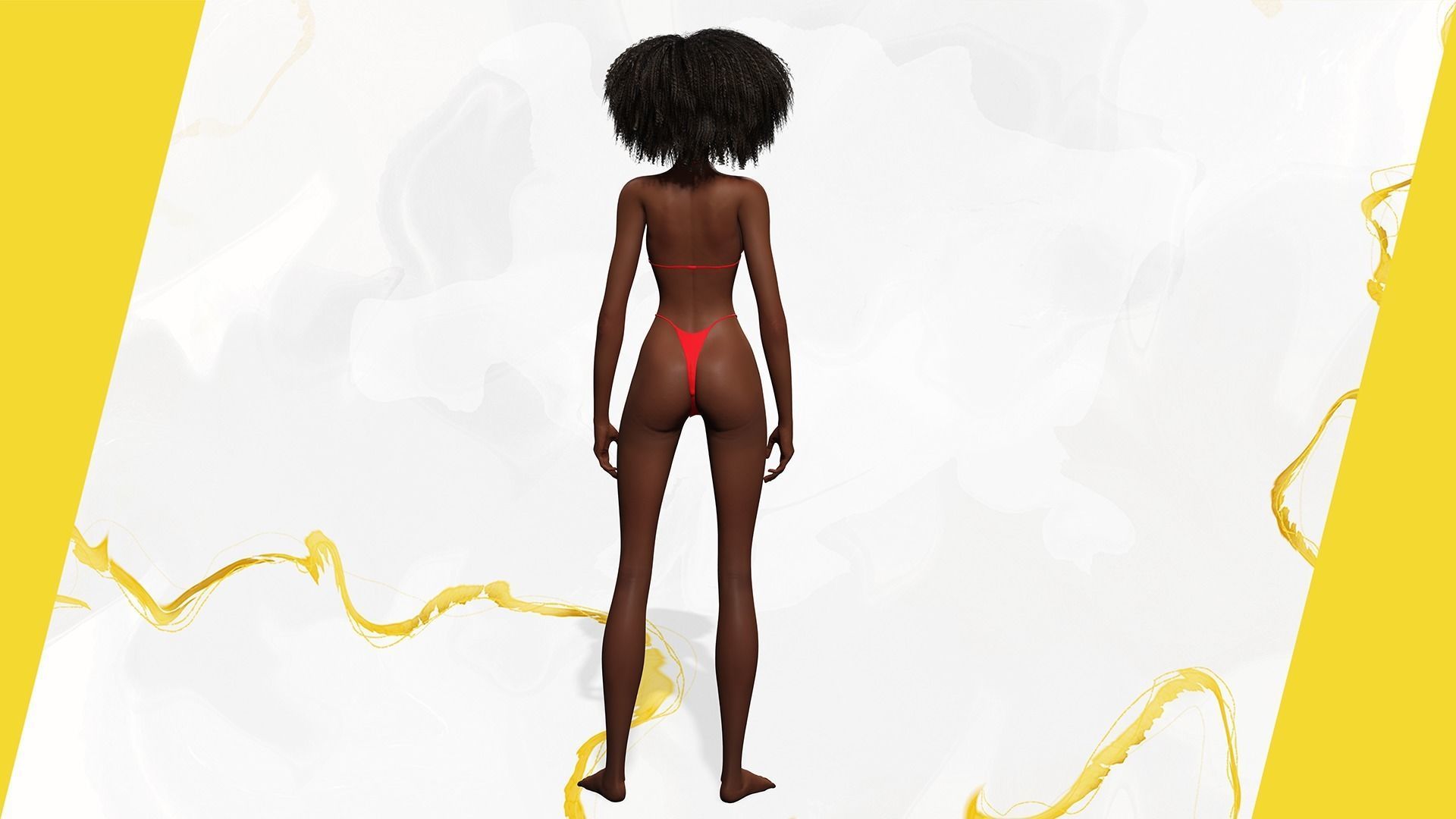 Afro American Female Character African Low-poly 3D model_8