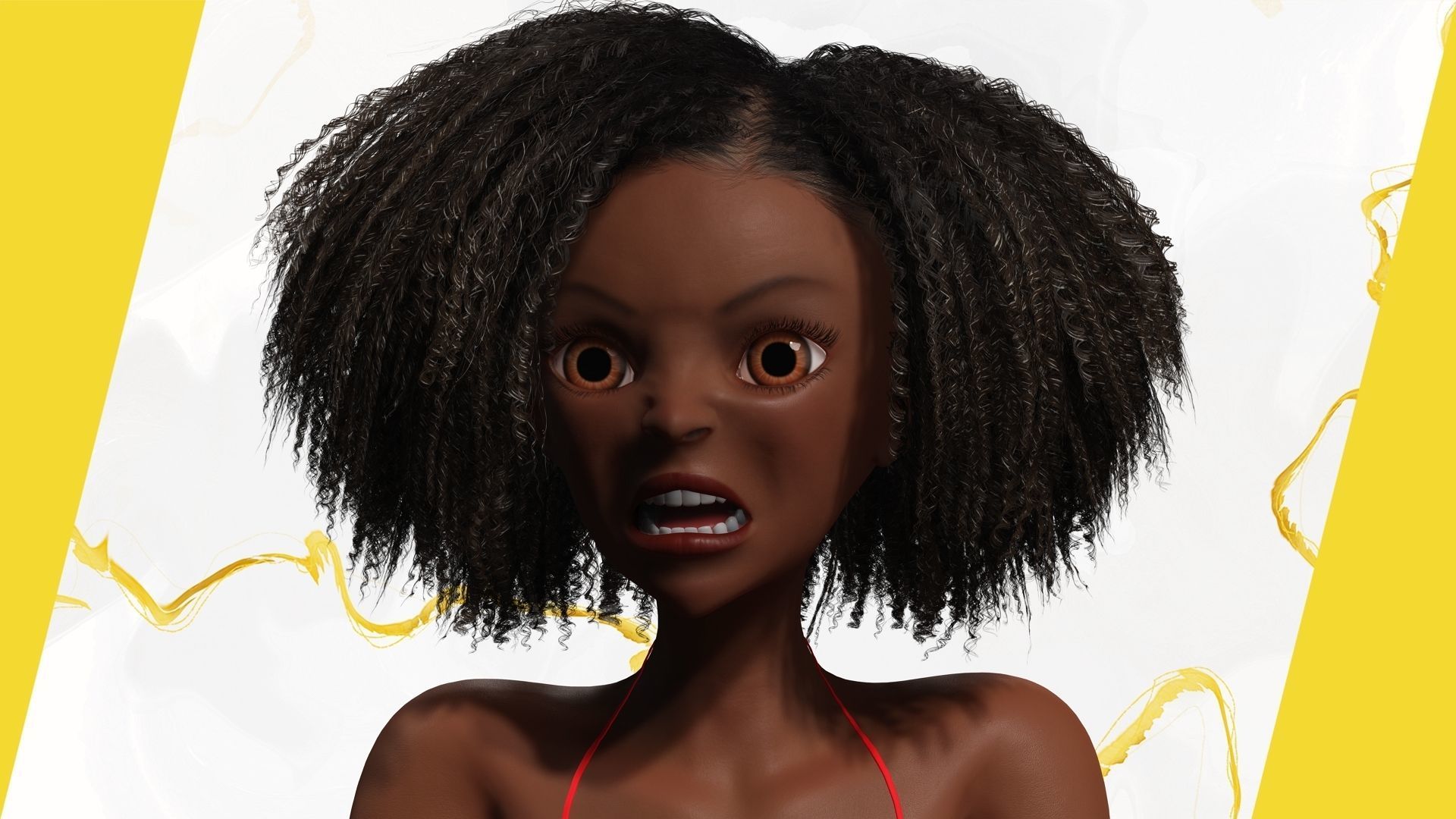 Afro American Female Character African Low-poly 3D model_18