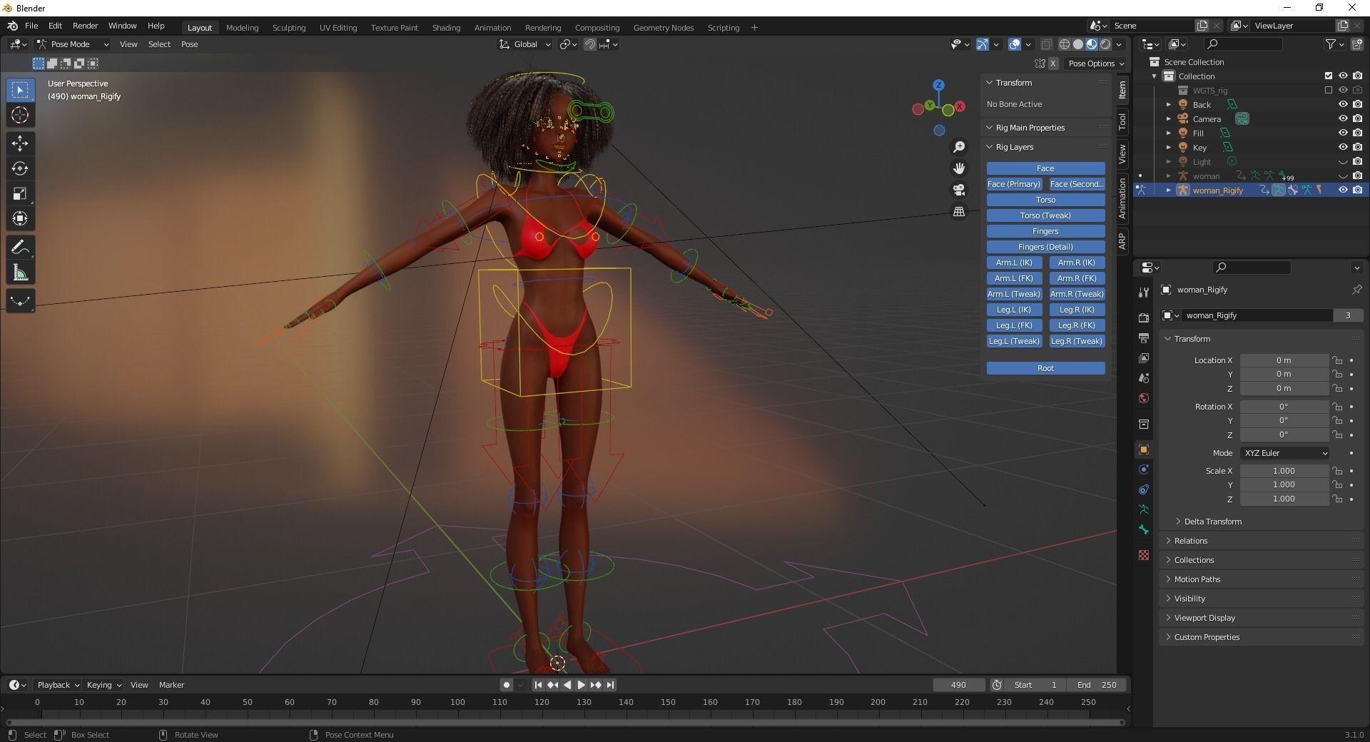 Afro American Female Character African Low-poly 3D model_22