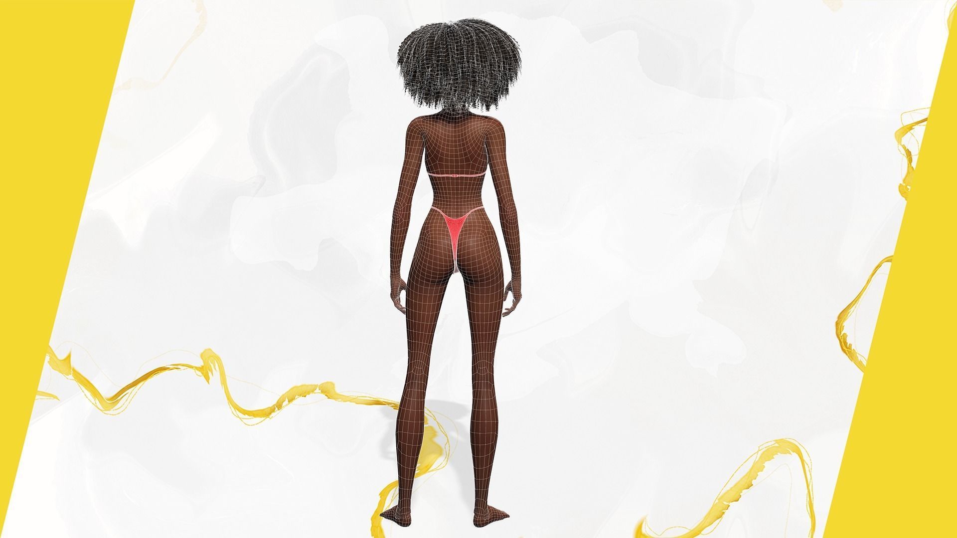 Afro American Female Character African Low-poly 3D model_37