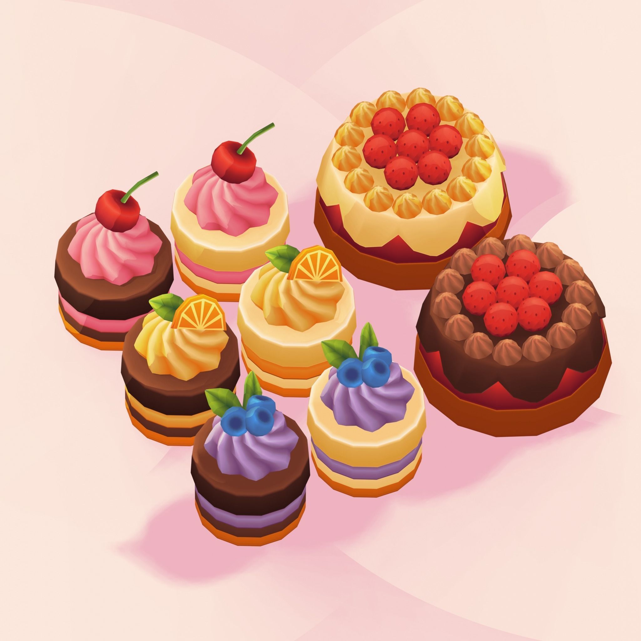 Dessert Pack Low Poly Toon Stylized Low-poly 3D model_2