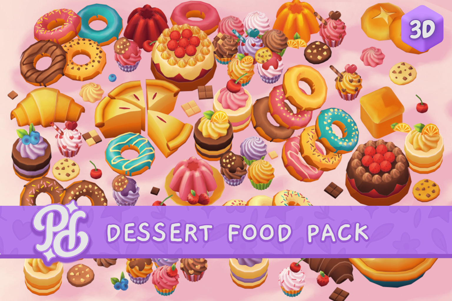 Dessert Pack Low Poly Toon Stylized Low-poly 3D model_6