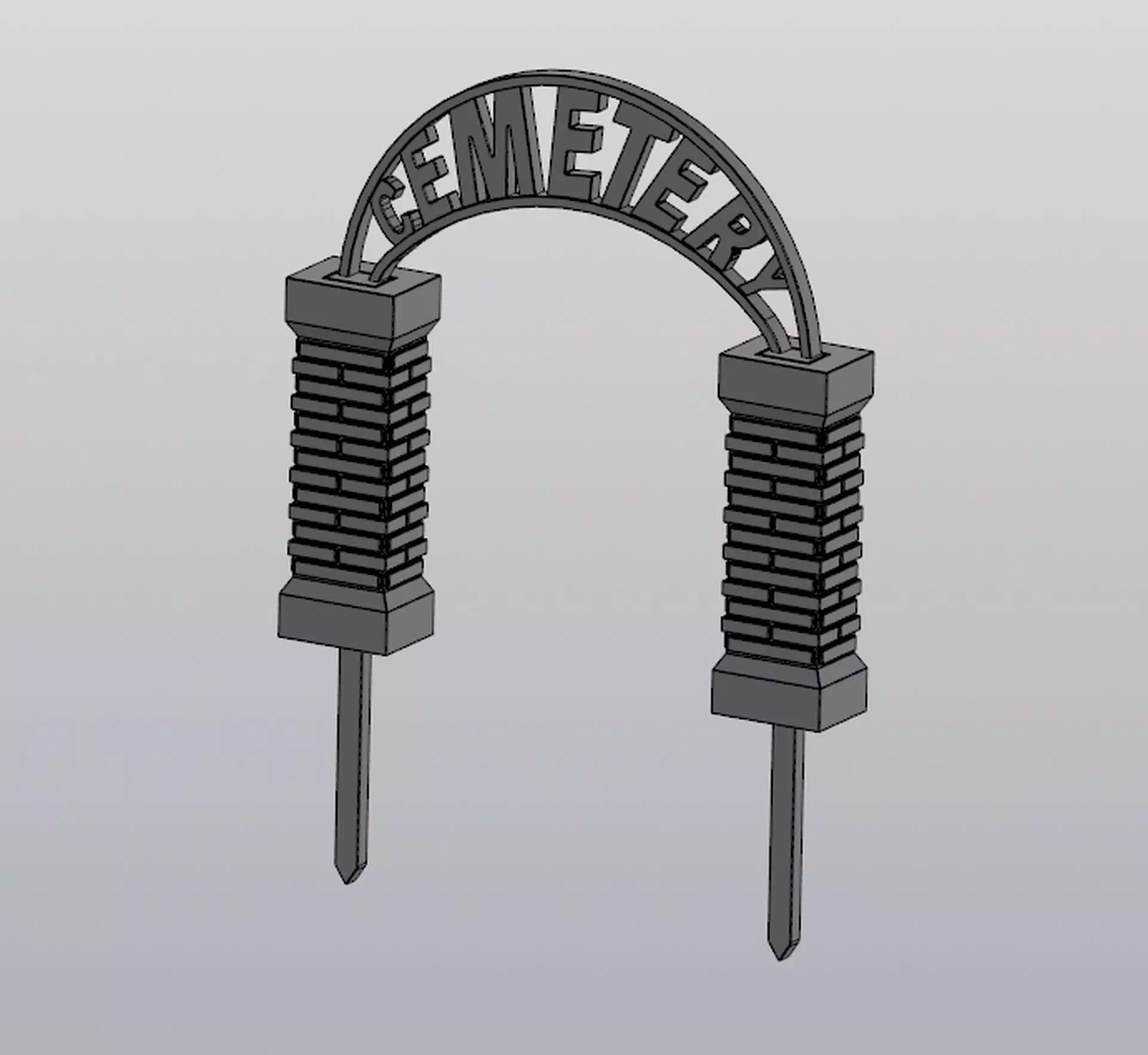 Cemetery gate Planter decoration 3D print model_0