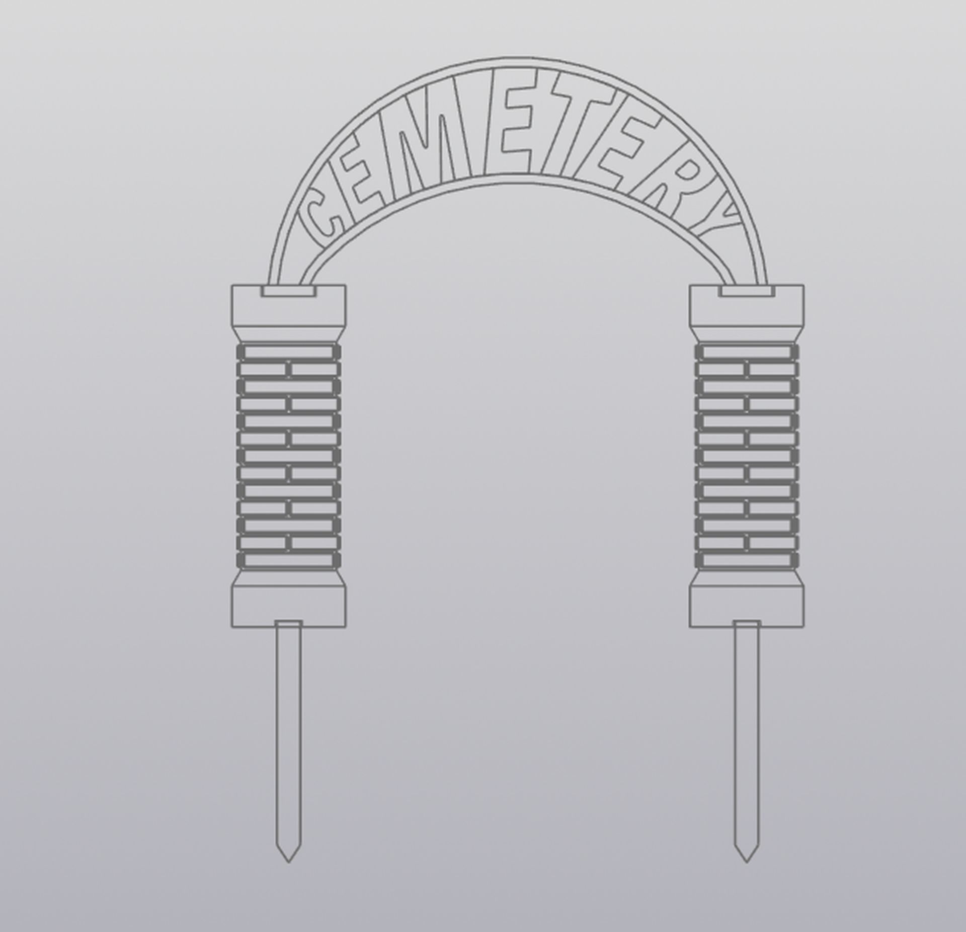 Cemetery gate Planter decoration 3D print model_6