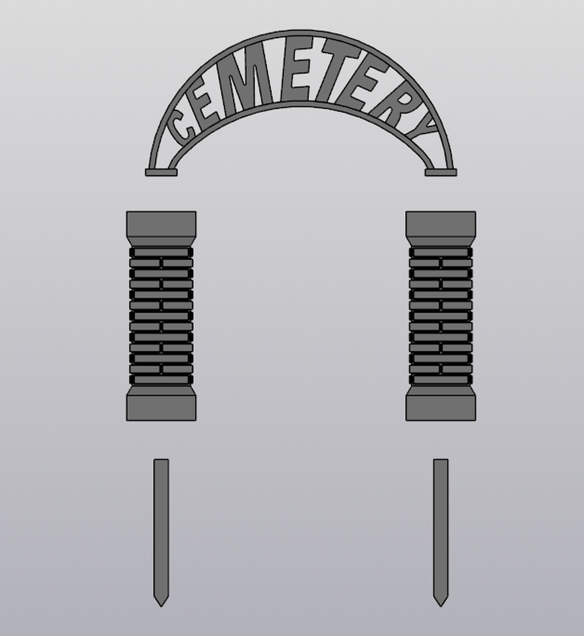 Cemetery gate Planter decoration 3D print model_2