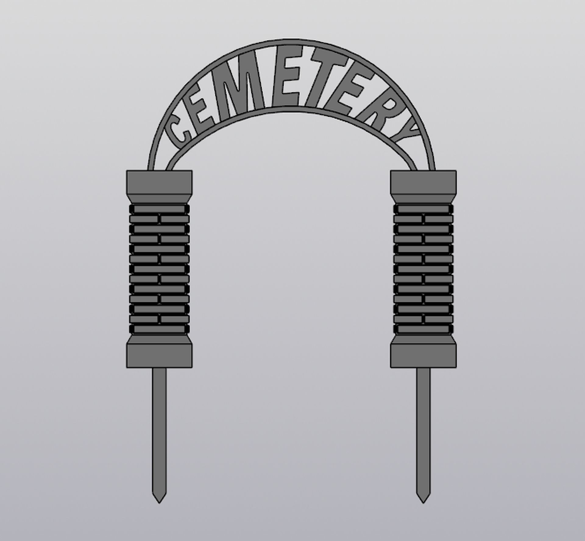 Cemetery gate Planter decoration 3D print model_1