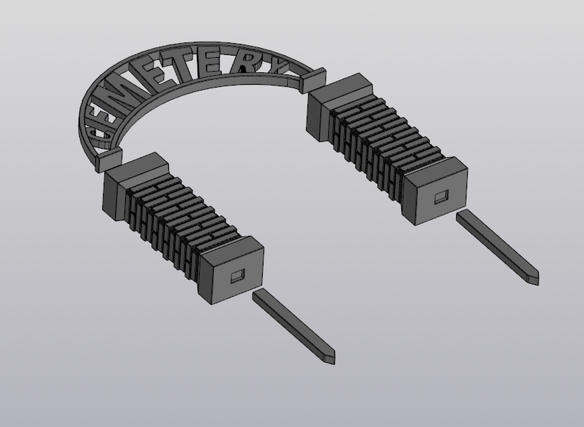Cemetery gate Planter decoration 3D print model_4