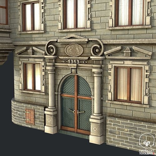 PBR Victorian Corner Apartment -Bay Window House Low-poly 3D model 2