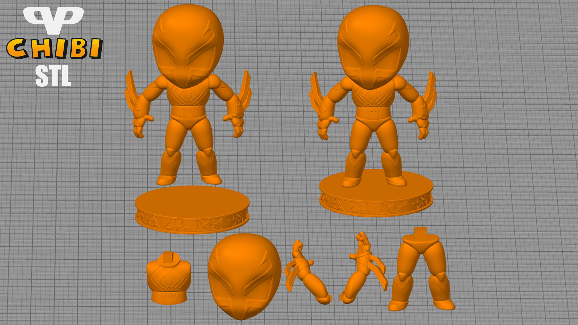 Spider-Man 2099 Chibi STL for 3D Printing ChibiSTL 3DXM 3D print model_1