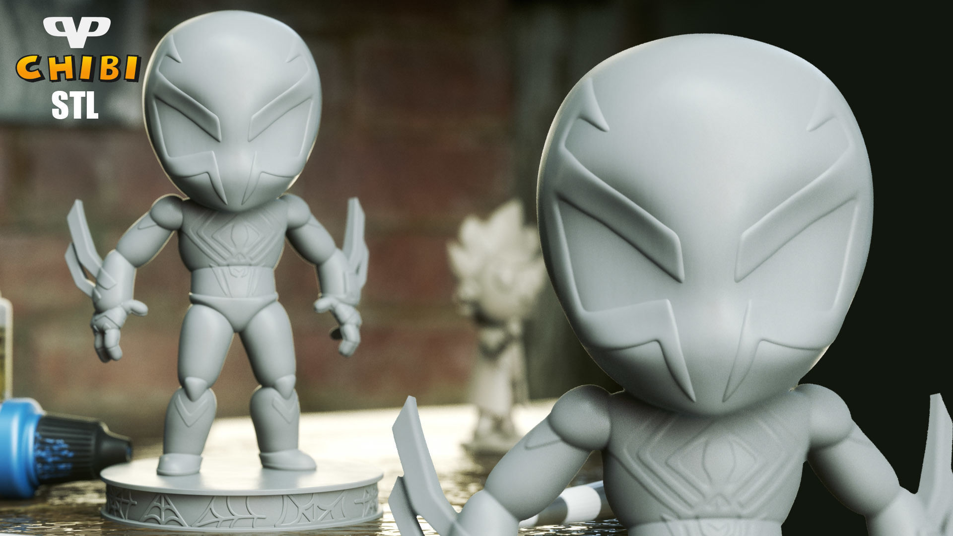 Spider-Man 2099 Chibi STL for 3D Printing ChibiSTL 3DXM 3D print model_2