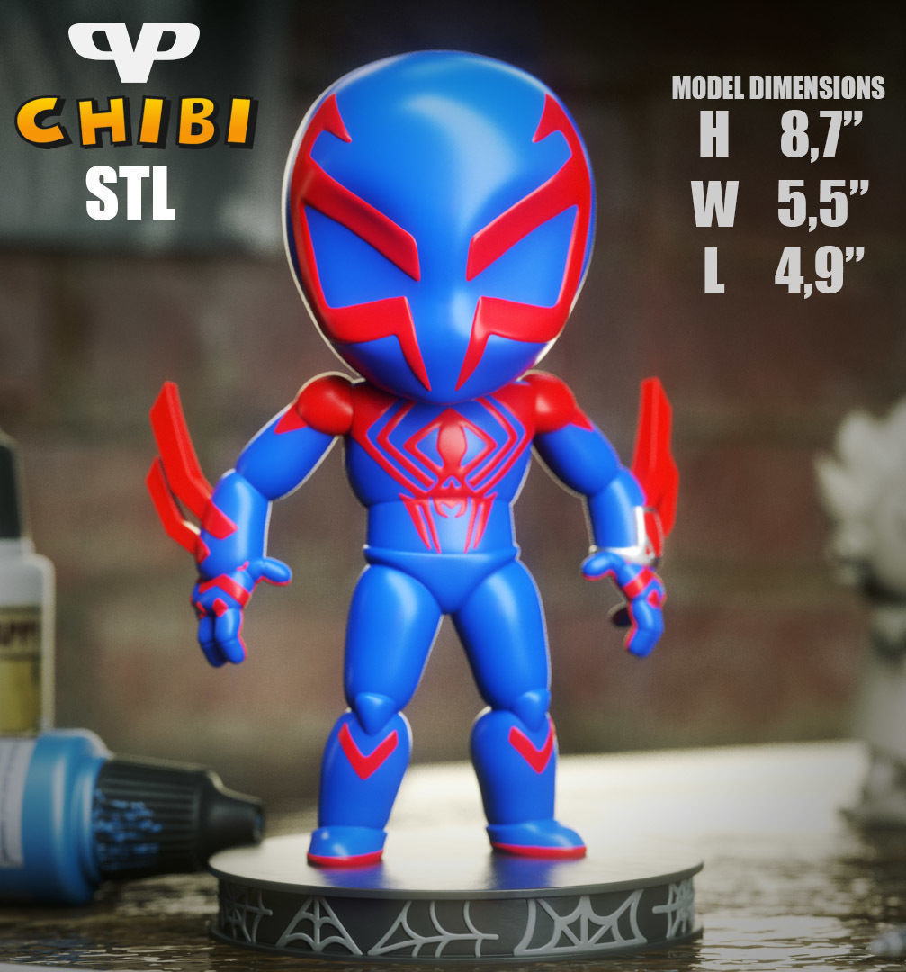 Spider-Man 2099 Chibi STL for 3D Printing ChibiSTL 3DXM 3D print model_3