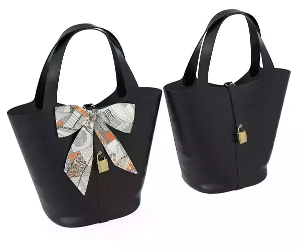 Hermes Picotin Bag Shawl Black Low-poly 3D model