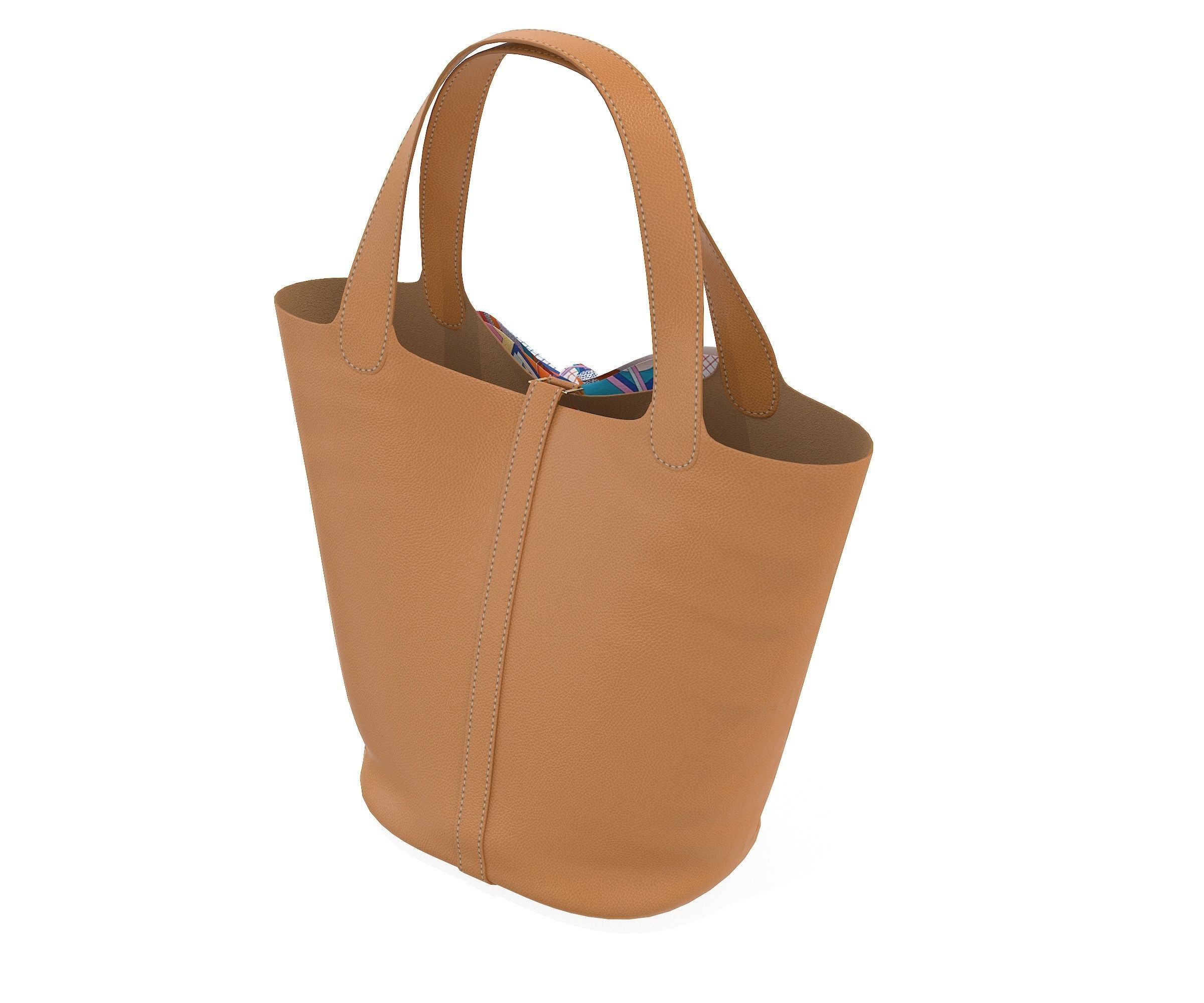 Hermes Picotin Bag Shawl Brown Low-poly 3D model_5