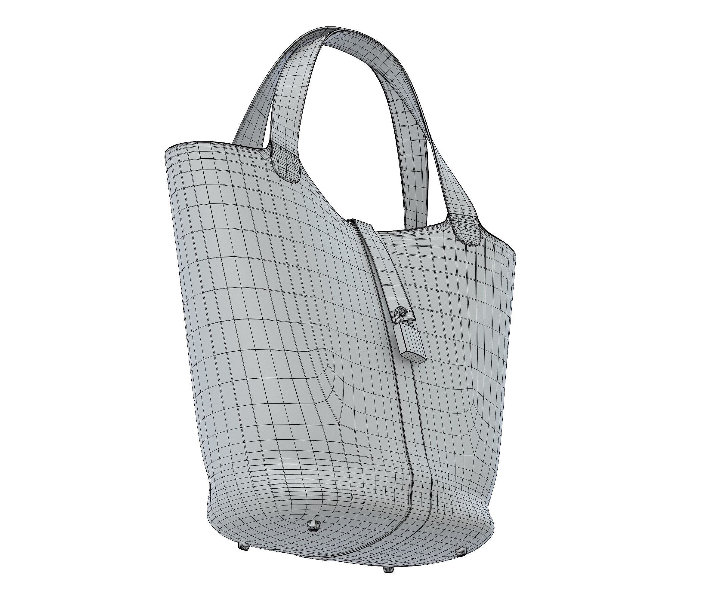 Hermes Picotin Bag Shawl Brown Low-poly 3D model_7