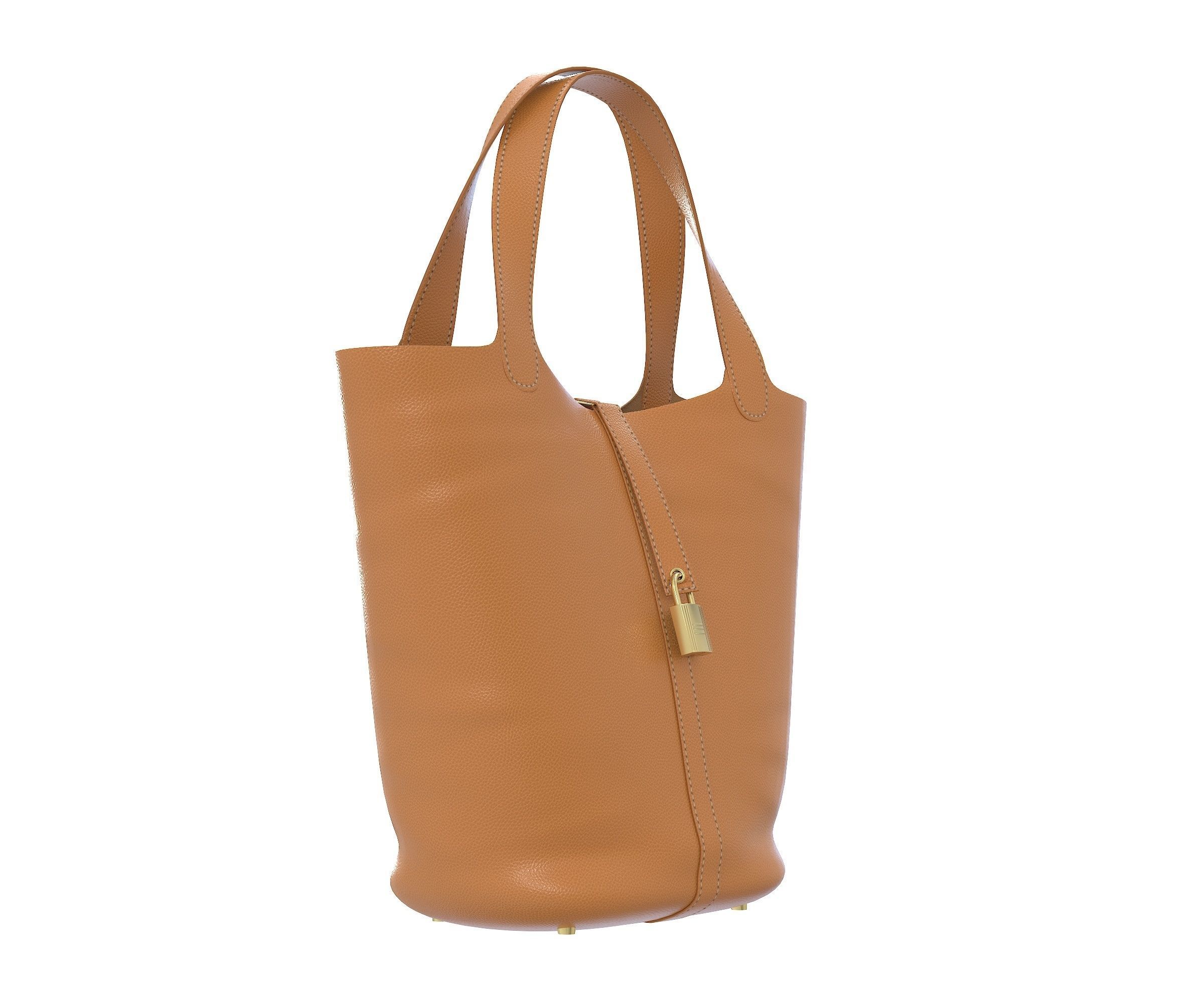 Hermes Picotin Bag Shawl Brown Low-poly 3D model_4