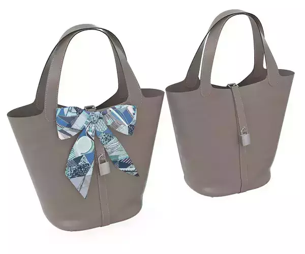 Hermes Picotin Bag Shawl Gray Low-poly 3D model