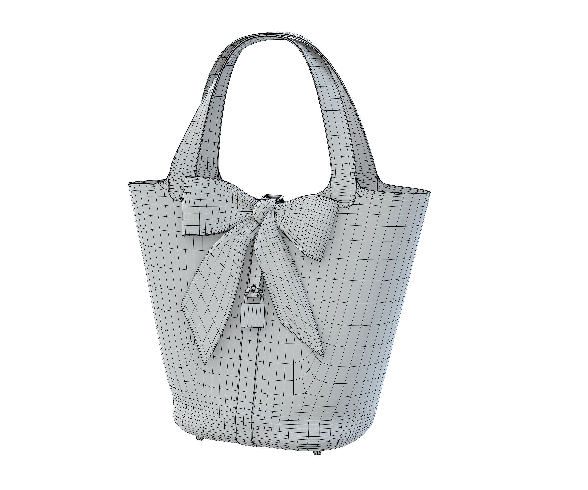 Hermes Picotin Bag Shawl Gray Low-poly 3D model_6