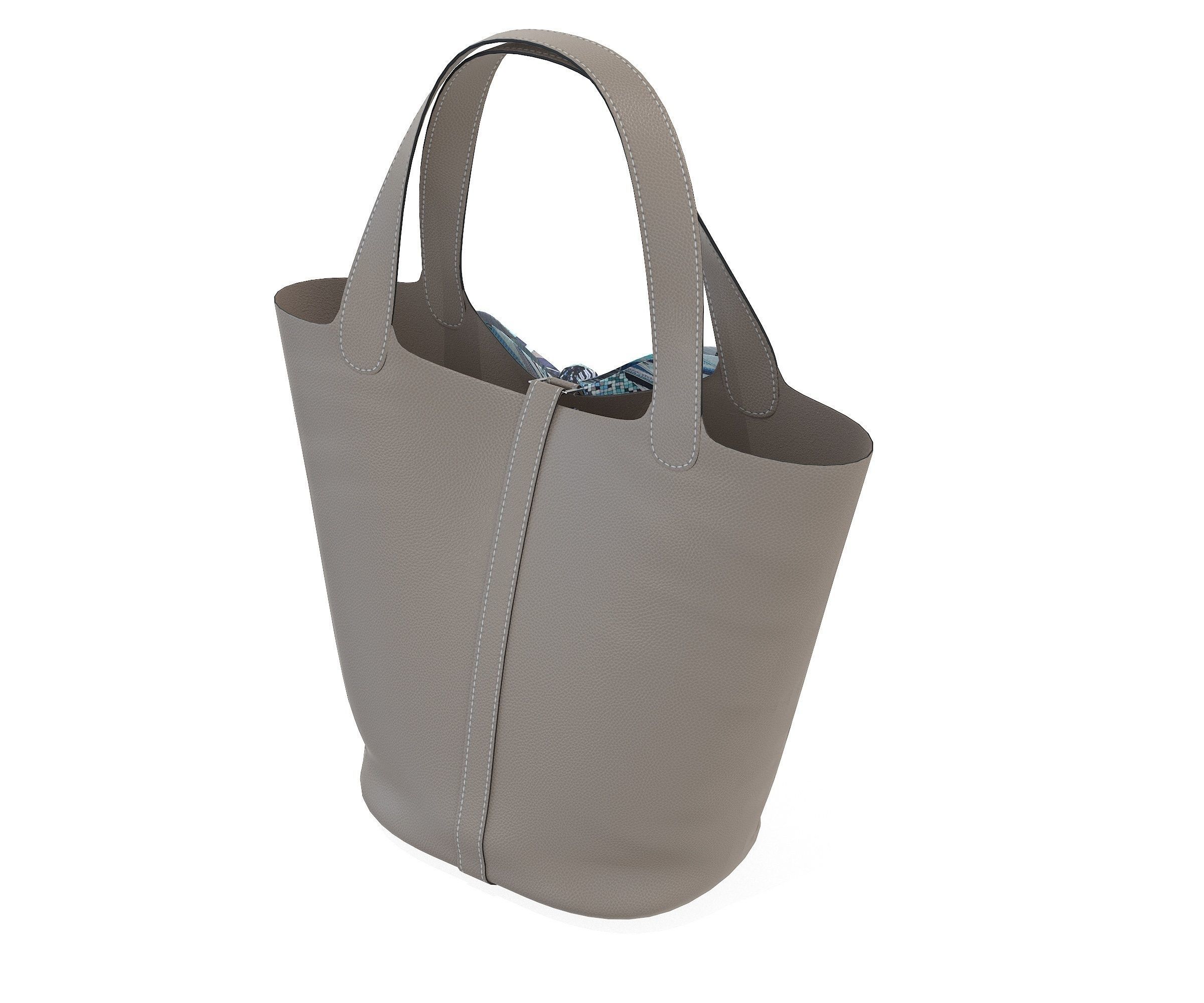 Hermes Picotin Bag Shawl Gray Low-poly 3D model_5