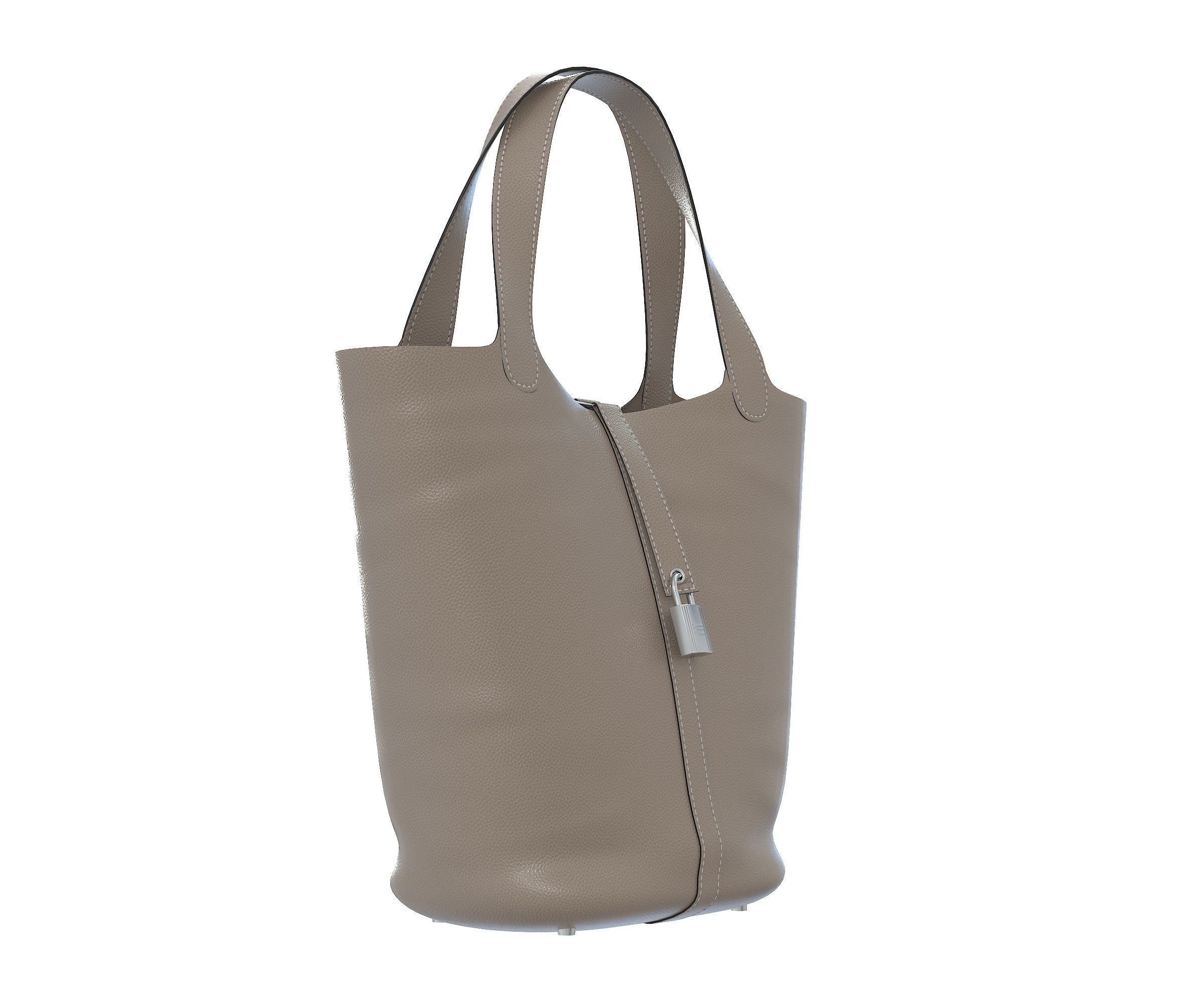 Hermes Picotin Bag Shawl Gray Low-poly 3D model_4