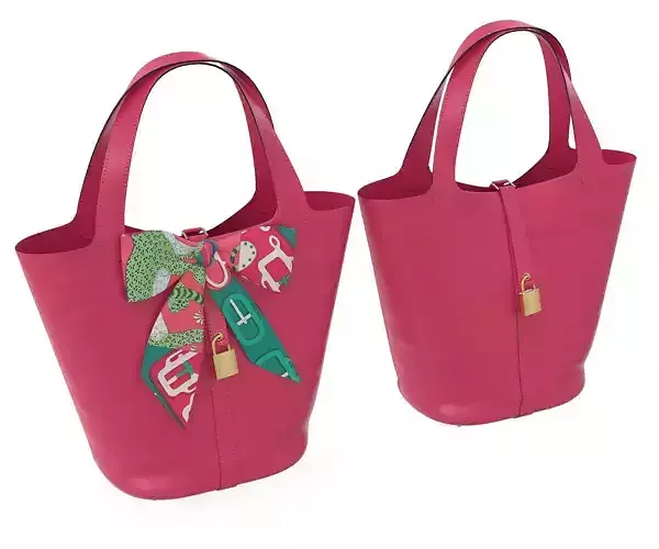 Hermes Picotin Bag Shawl Pink Low-poly 3D model
