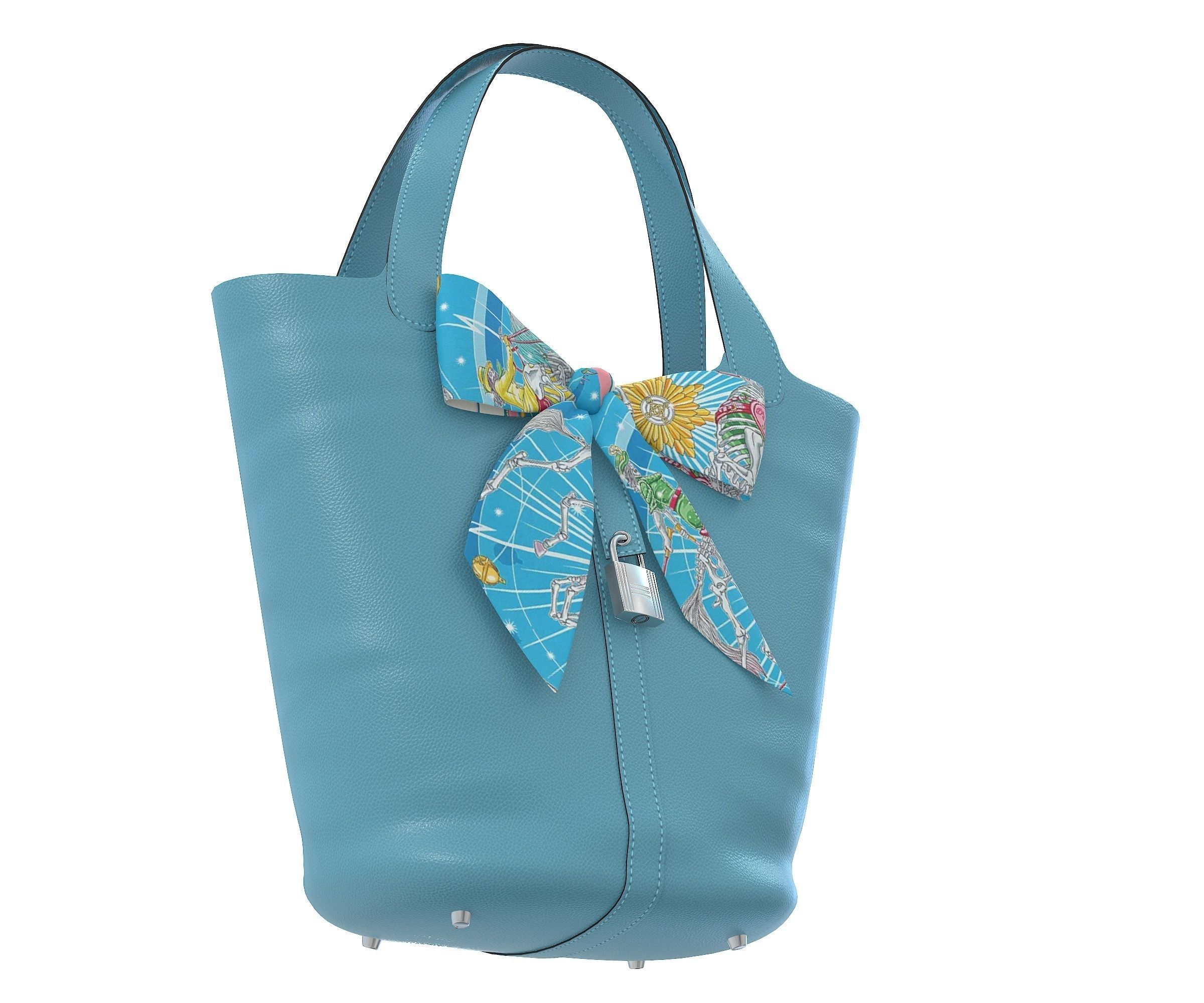 Hermes Picotin 22 HandBag with Shawl 3D Model Collection_15