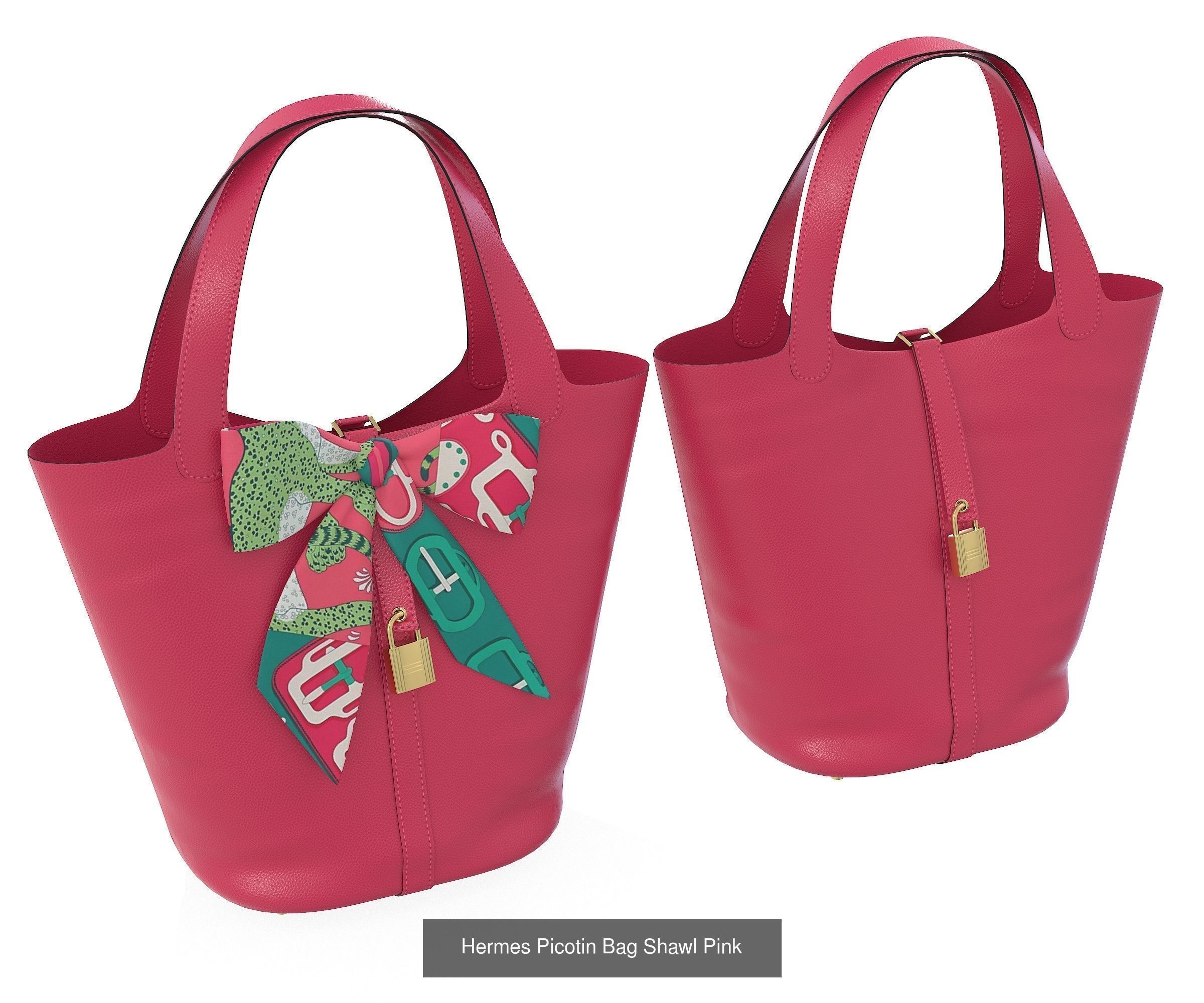 Hermes Picotin 22 HandBag with Shawl 3D Model Collection_5