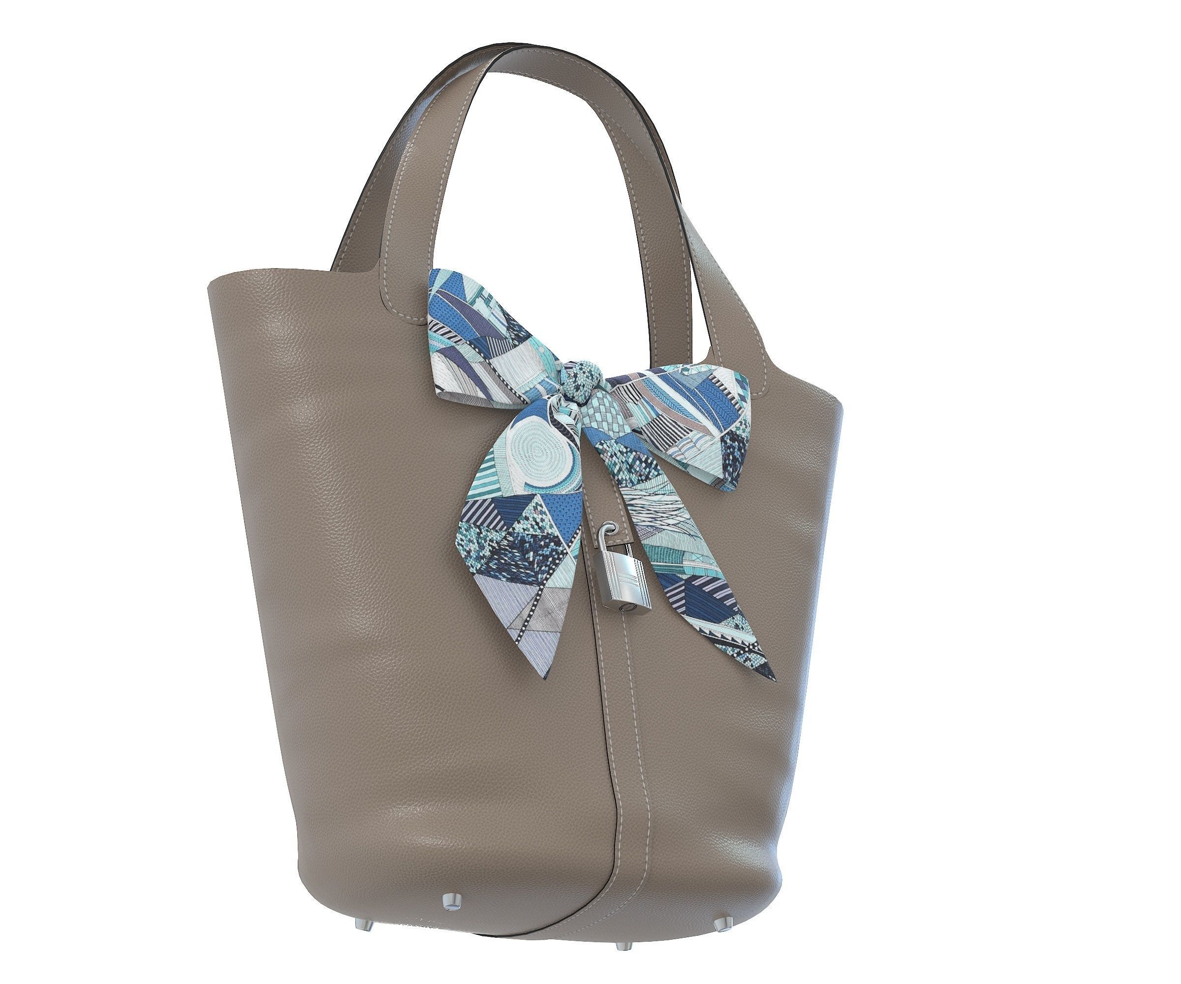 Hermes Picotin 22 HandBag with Shawl 3D Model Collection_7