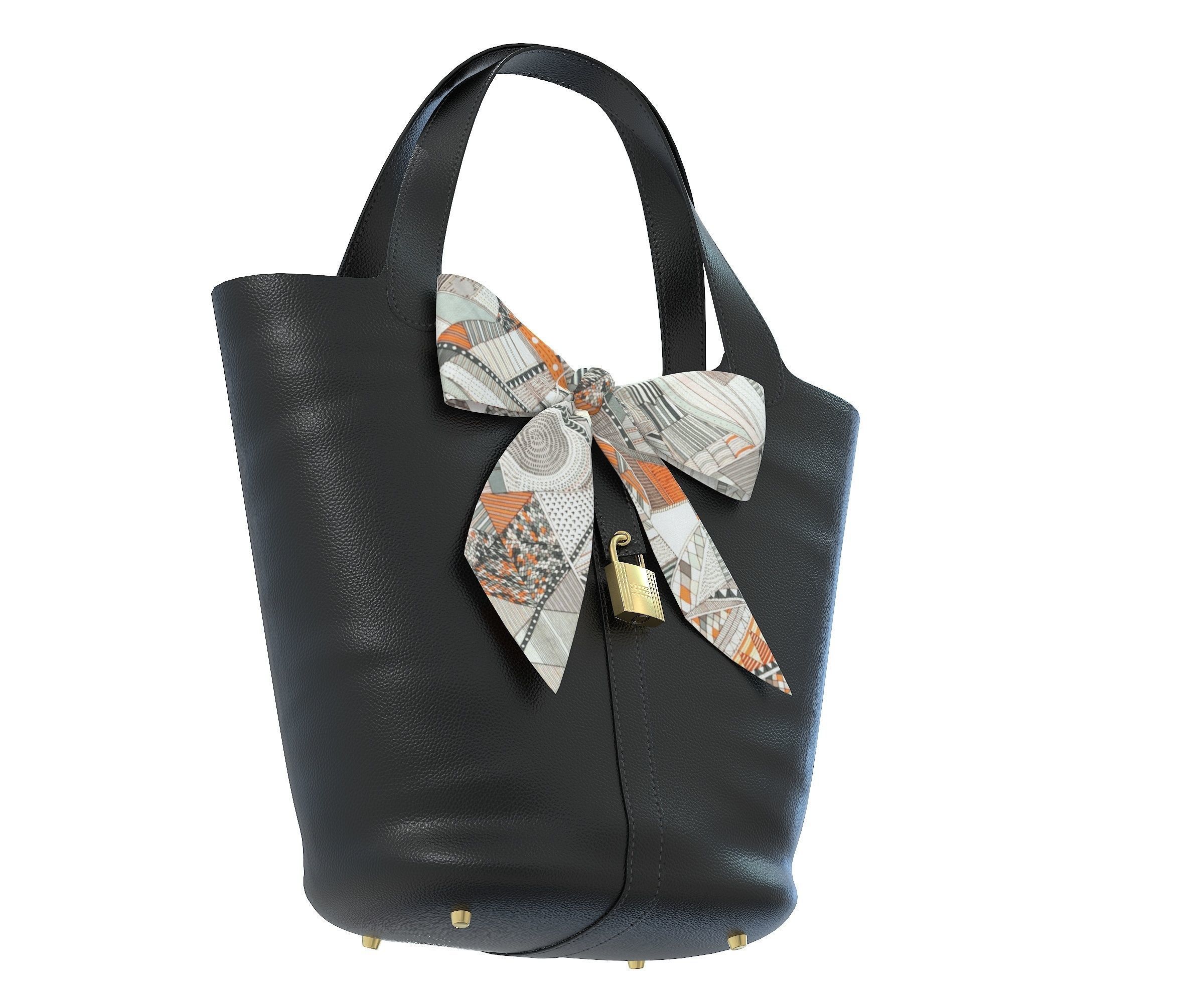 Hermes Picotin 22 HandBag with Shawl 3D Model Collection_18