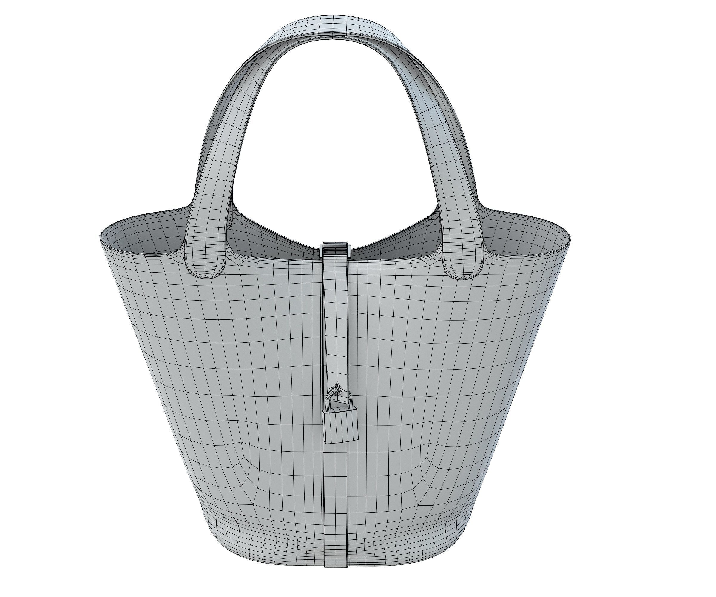 Hermes Picotin 22 HandBag with Shawl 3D Model Collection_29