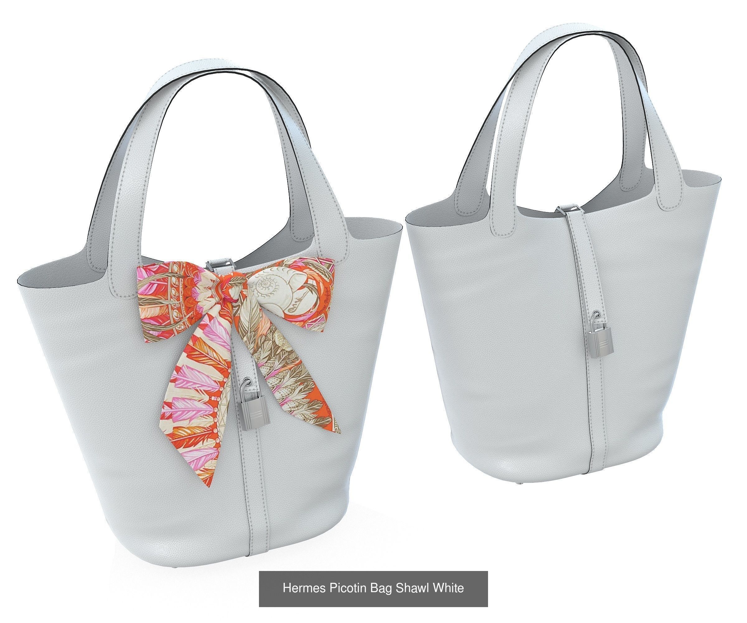 Hermes Picotin 22 HandBag with Shawl 3D Model Collection_6