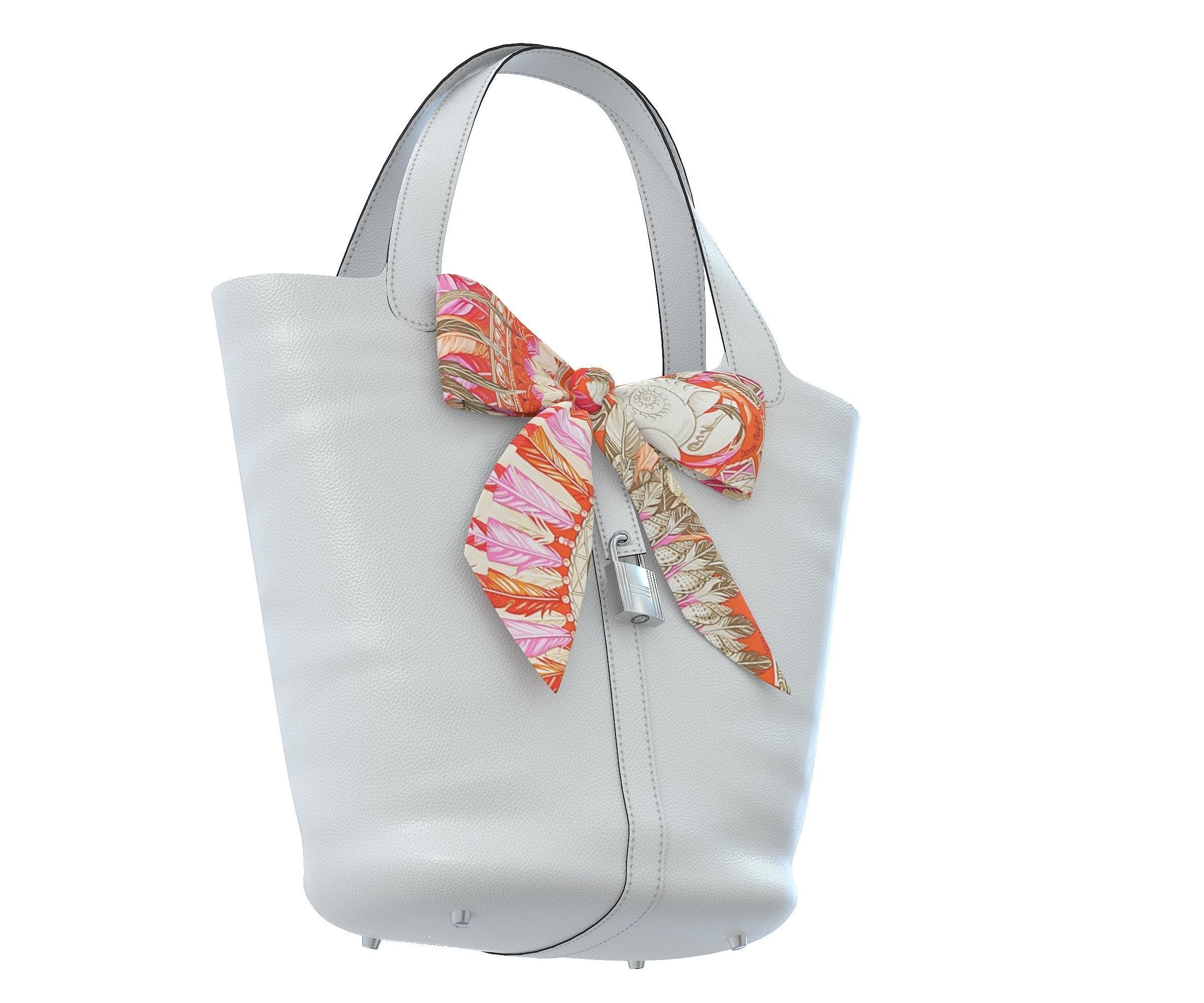 Hermes Picotin 22 HandBag with Shawl 3D Model Collection_12